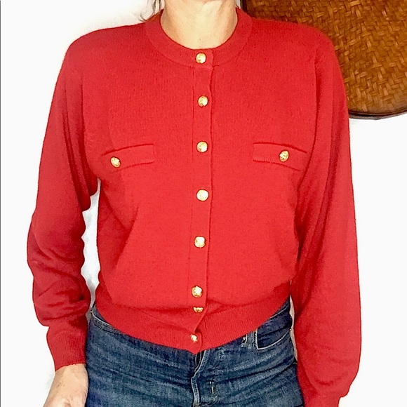 🍒VTG red cardigan sweater - Picture 1 of 8
